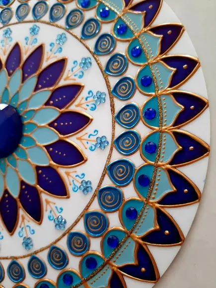 Mandala Azul em Acrílico de 25cm