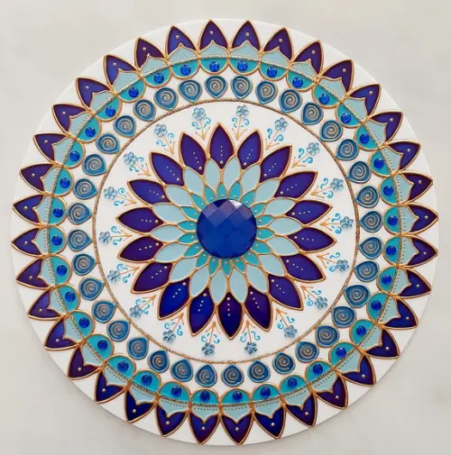 Mandala Azul em Acrílico de 25cm