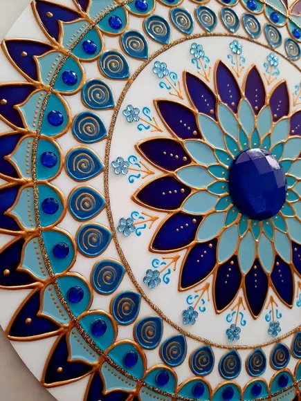 Mandala Azul em Acrílico de 25cm