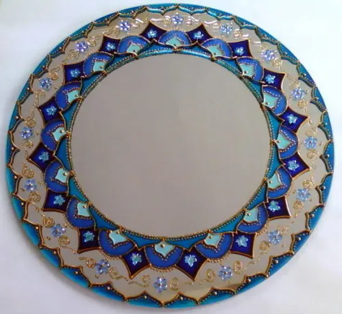 Mandala Azul em Espelho 30cm - Modelo 1