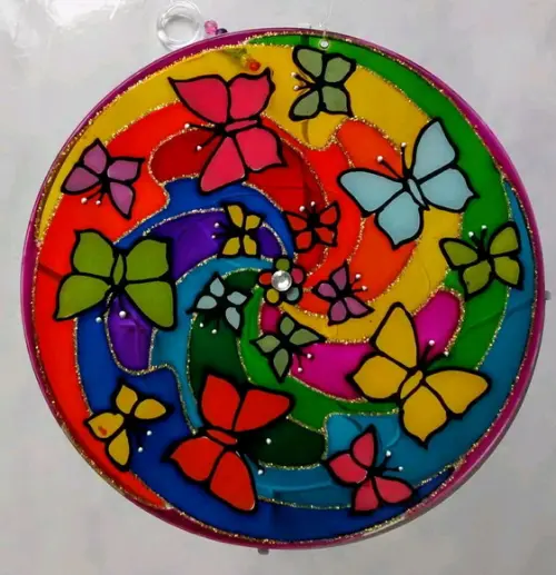 Mandala Borboletas Coloridas 15cm