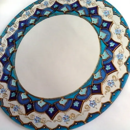 Mandala Azul em Espelho 30cm - Modelo 1