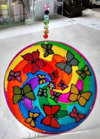 Mandala Borboletas Coloridas 15cm