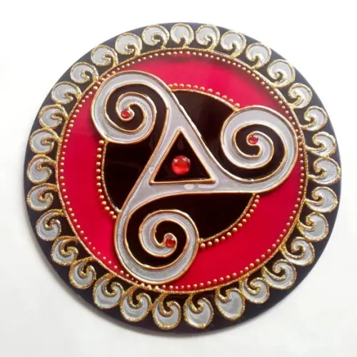 Mandala Celta Triskle em Vidro 20cm