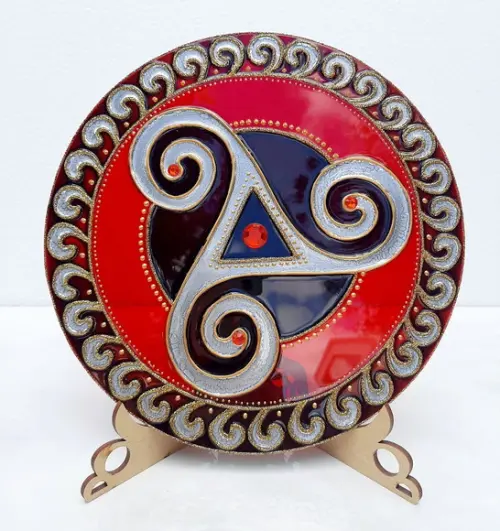 Mandala Celta Triskle em Vidro 20cm