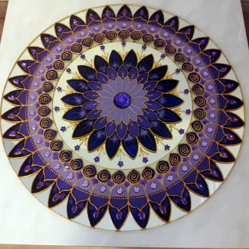 Mandala Chama Violeta em Espelho de 50cm