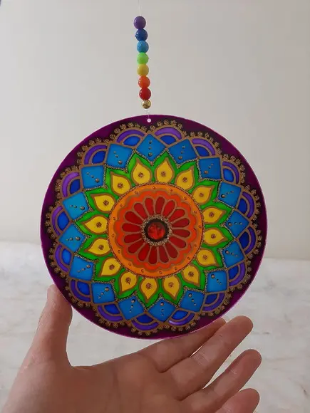 Mandala Colorida Acrílico 15cm Dia das Mães