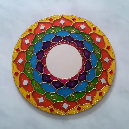 Mandala Colorida Energética 30cm Espelho