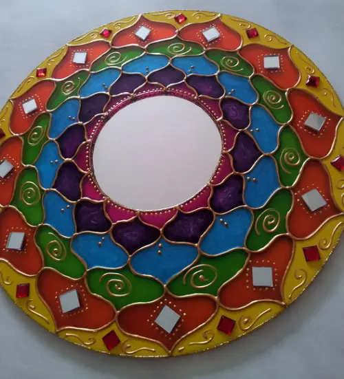 Mandala Colorida Energética 30cm Espelho