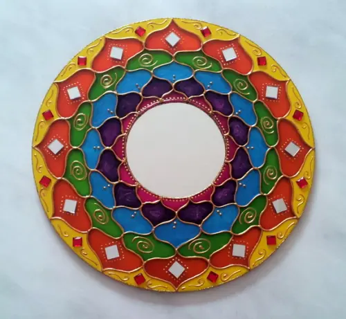 Mandala Colorida Energética 30cm Espelho