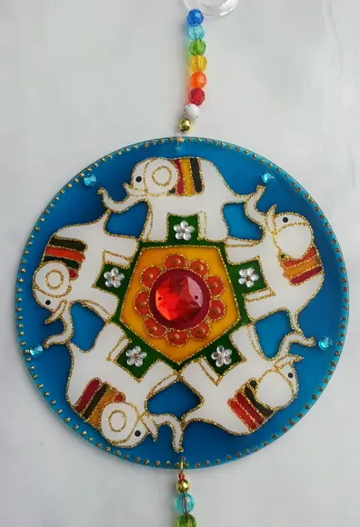 Mandala de Elefantes Acrílico 15cm