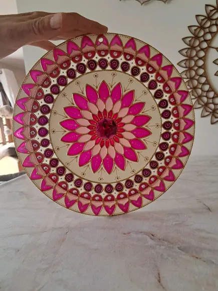 Mandala Decorativa Amor 25cm Rosa e Pink