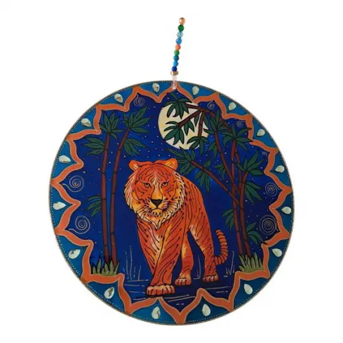 Mandala Decorativa Vitral Tigre na Floresta 30cm
