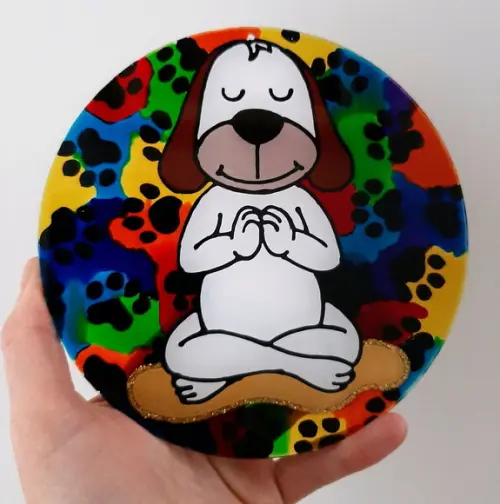 Mandala Dog Zen em Acrílico 15cm
