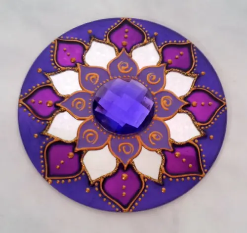 Mandala em Cd Reciclado Azul e Violeta