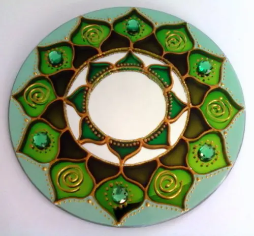 Mandala em Espelho Verde 15cm