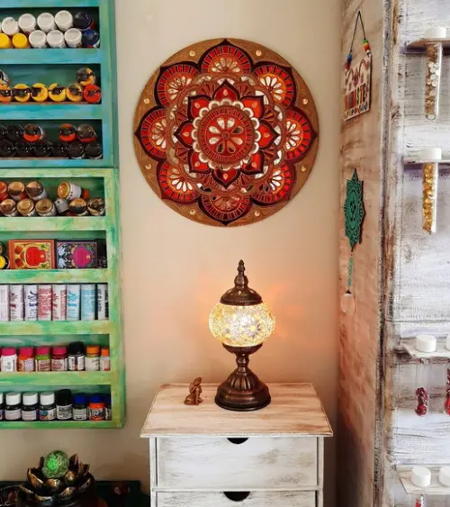 Mandala Espelho Marrom Laranja 40cm