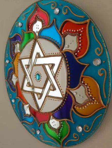 Mandala Estrela de Davi 20cm em Espelho (de Parede)