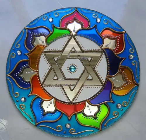 Mandala Estrela de Davi 20cm em Espelho (de Parede)