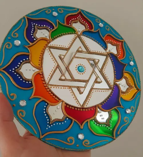 Mandala Estrela de Davi 20cm em Espelho (de Parede)