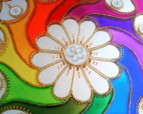 Mandala Felicidade em Espelho de 25cm