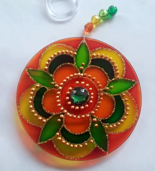 Mandala Flor Laranja 10cm