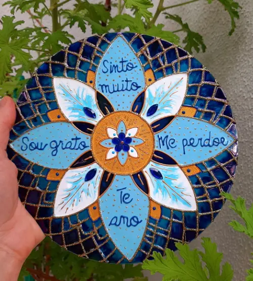 Mandala Ho'oponopono Azul 20cm de Parede