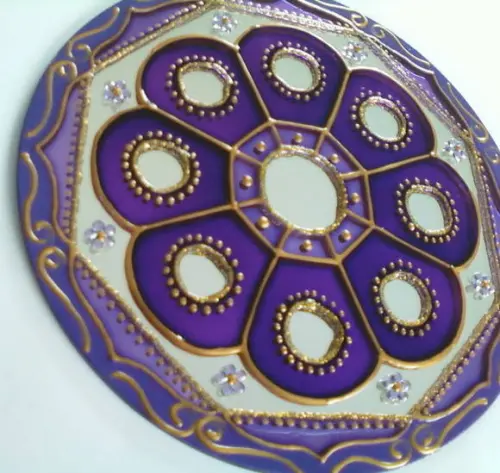 Mandala Lilás em Espelho de 15cm