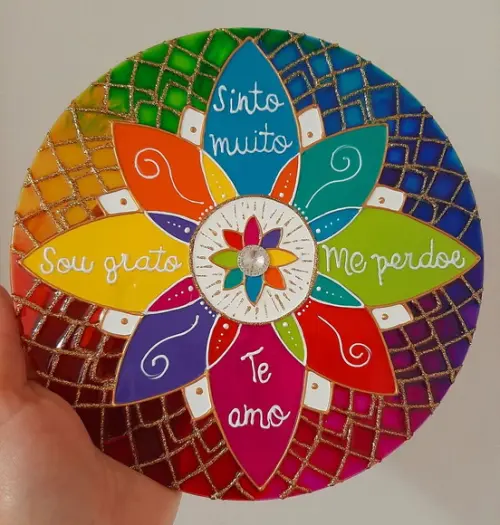 Mandala Ho'oponopono Colorida 20cm de Parede