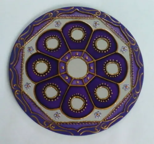 Mandala Lilás em Espelho de 15cm