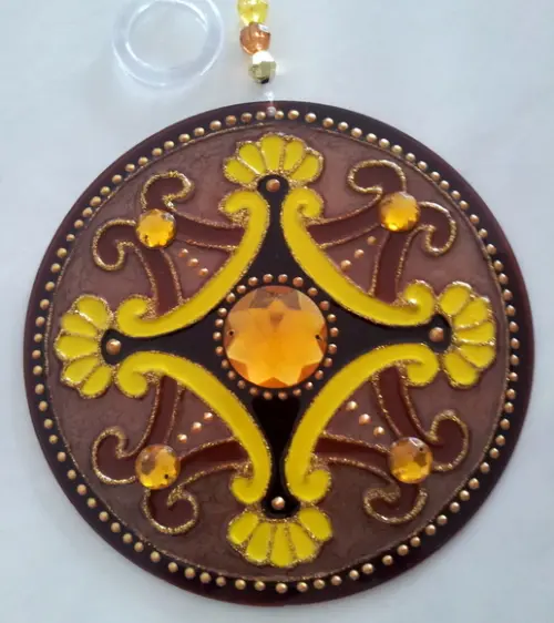 Mandala Marrom e Amarelo 12cm