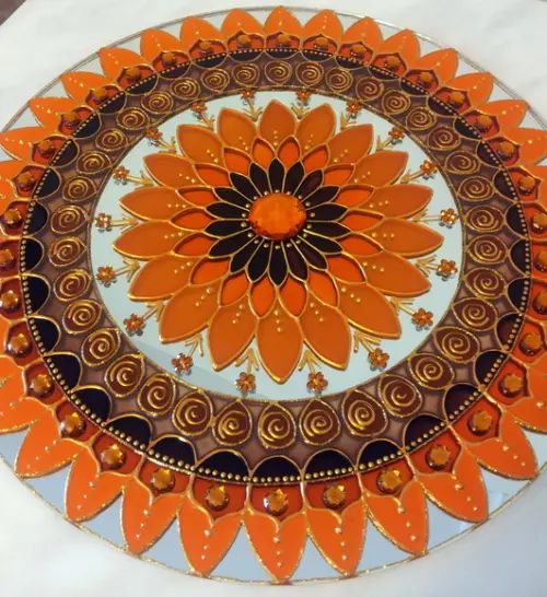 Mandala Marrom e Laranja Espelho 50cm
