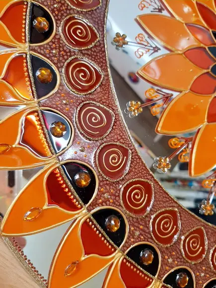 Mandala Marrom e Laranja Espelho 50cm