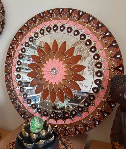 Mandala Marrom e Rosa Gold 60cm (acrílico Espelhado)