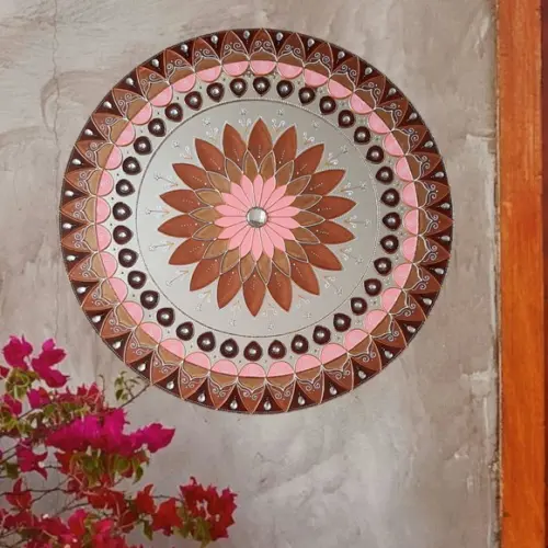 Mandala Marrom e Rosa Gold 60cm (acrílico Espelhado)