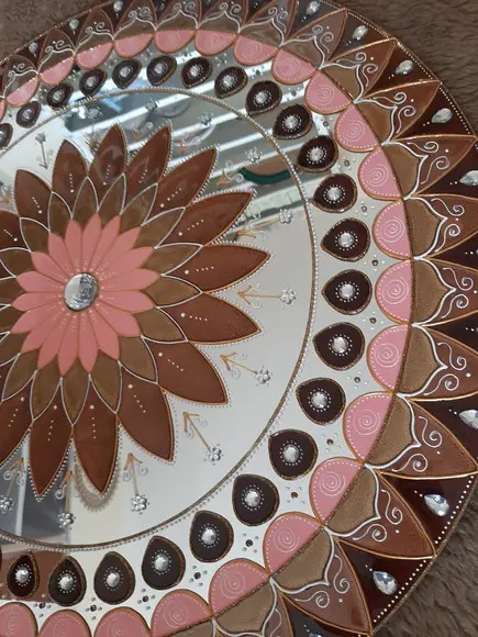 Mandala Marrom e Rosa Gold 60cm (acrílico Espelhado)