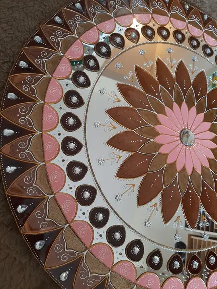 Mandala Marrom e Rosa Gold 60cm (acrílico Espelhado)