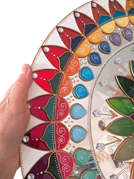 Mandala Mil Pétalas em Espelho de 50cm de Diâmetro