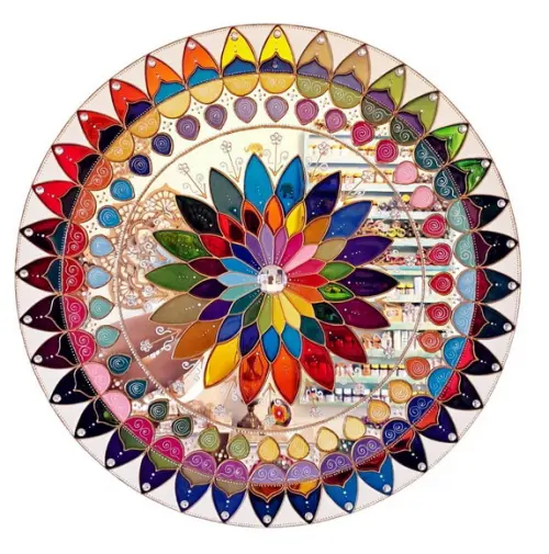 Mandala Mil Pétalas em Espelho de 50cm de Diâmetro