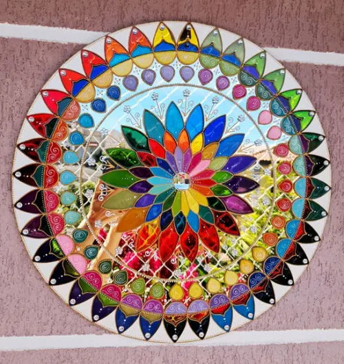 Mandala Mil Pétalas em Espelho de 50cm de Diâmetro