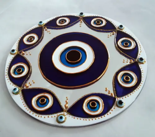 Mandala Olho Grego em espelho de 20cm