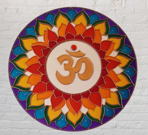 Mandala Om 7 Cores Espelho de 40cm