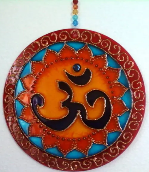 Mandala Om Vidro 20cm