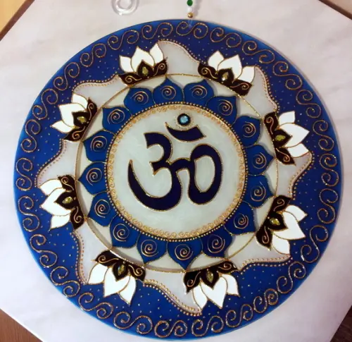 Mandala Om Flor de Lótus Vidro 30cm