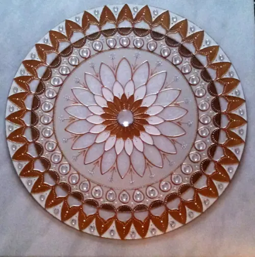 Mandala Ouro em Espelho de 30cm