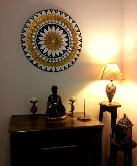 Mandala Ouro Mil Pétalas em mdf de 60cm
