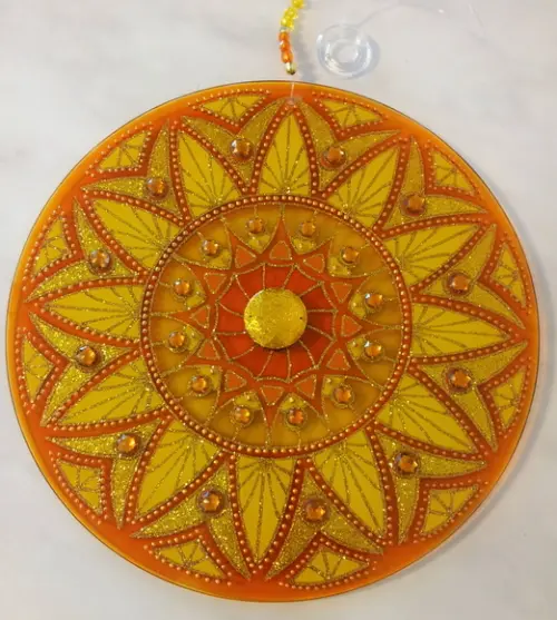 Mandala Ouro em Vidro 30cm