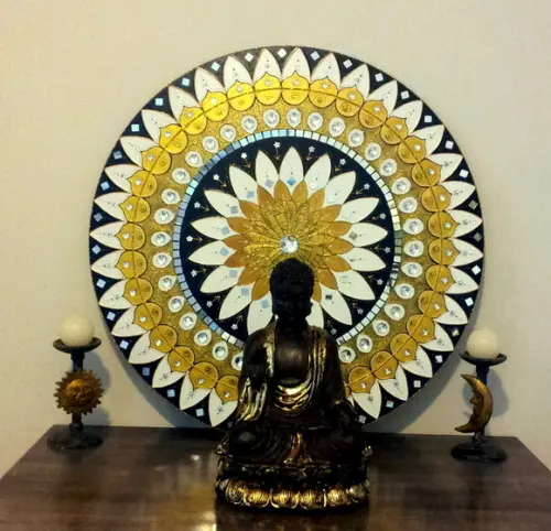 Mandala Ouro Mil Pétalas em mdf de 50cm