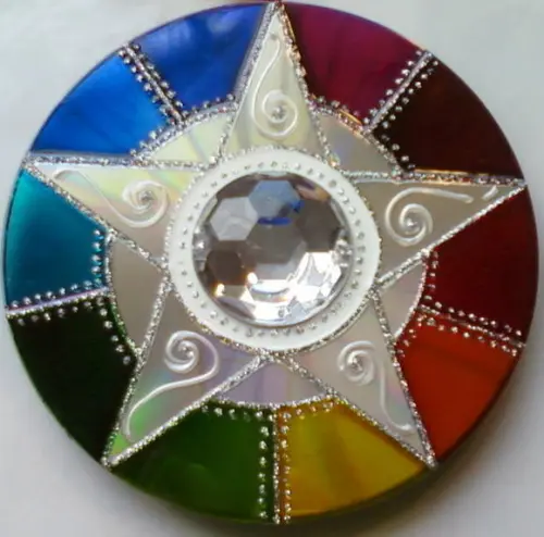 Mandala Pentagrama em Cd Reciclado 12cm