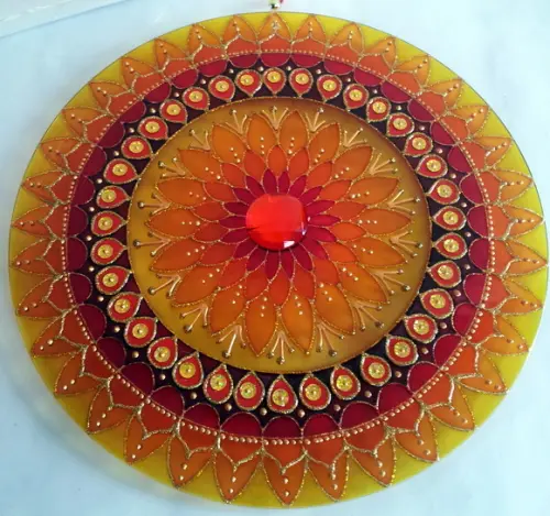 Mandala Prosperidade Vidro 30cm